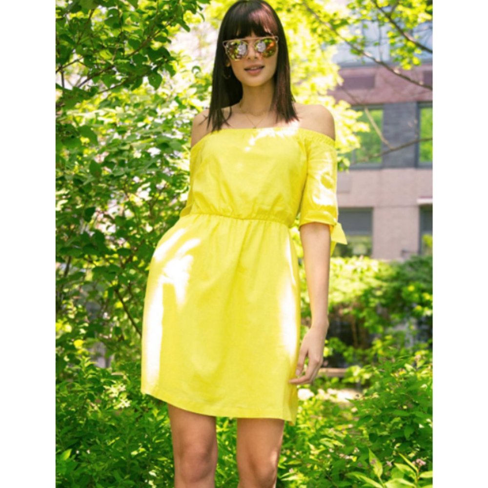 NY&Co Linen-Blend Off-the-shoulder Shift Dress